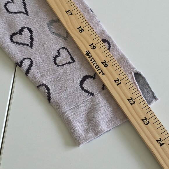 Olsen Sweater Womens US 8 Lavender Heart Shapes AOP LS V Neck Cotton Boho Casual - Picture 7 of 16